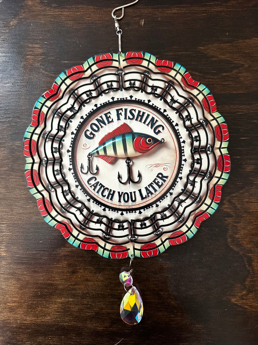 8 Inch Gone Fishing Wind Spinner