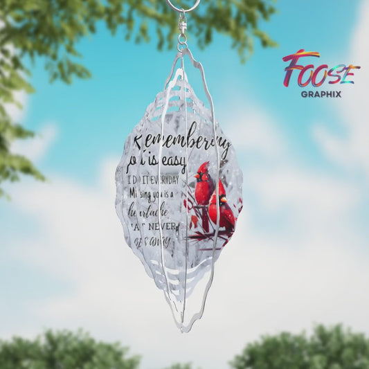 8 Inch 'Remembrance Cardinal" Wind Spinner