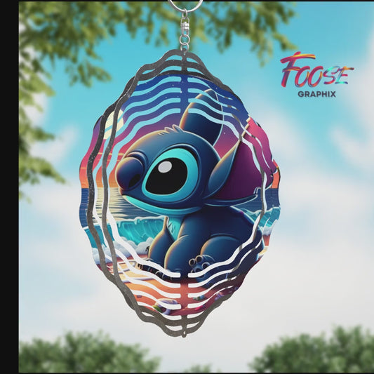 8 Inch Stitch Moon Gazing Wind Spinner